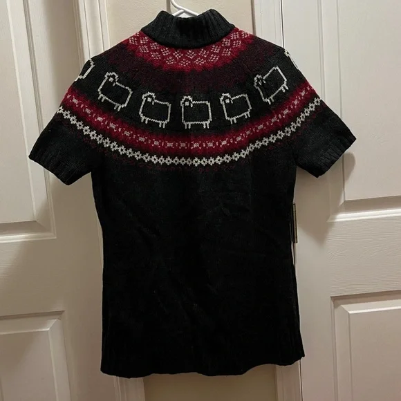 Woolrich Black and deep Red Fair Isle Med Cardigan with Sheep Design EX guc - Picture 5 of 11
